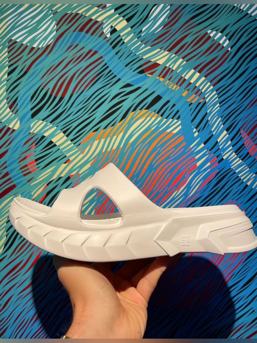 Givenchy Marshmallow 4G Logo Embossed Sculpted Off-White Slides